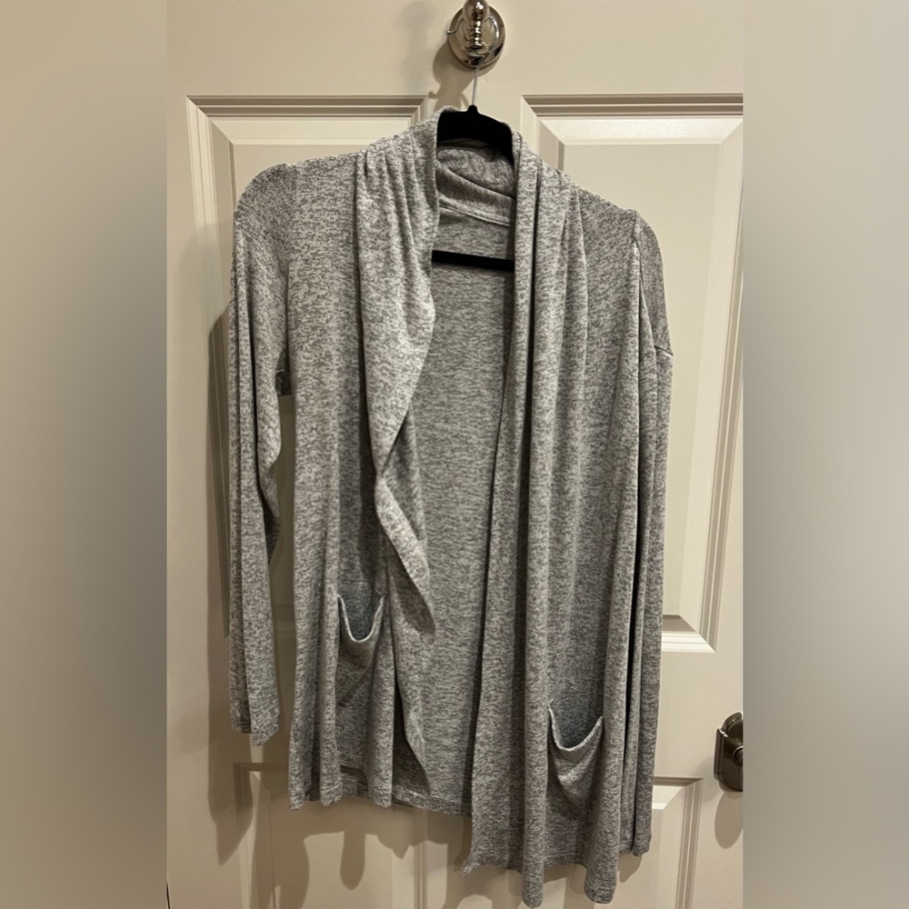 Athleta Gray Draped Cardigan Sweater